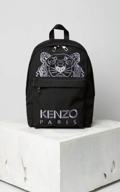 Kenzo Men Large Tiger Canvas Backpack Black